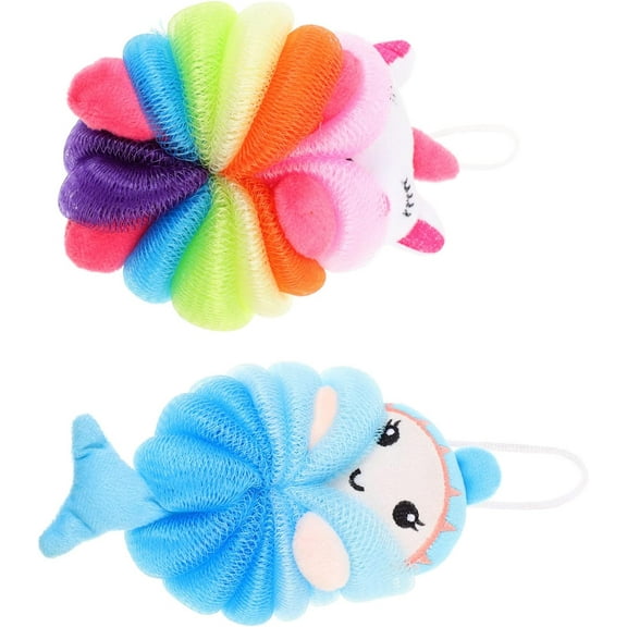 Bath Sponge Kids Bath Sponge 2Pcs Animal Cartoon Loofah for Kids, Cute Skin Cleaning Scrubbers, Toddlers Exfoliating Bathing Balls, Children Bath Loofahs Color 2 Bath Sponge Kids Bath Sponge