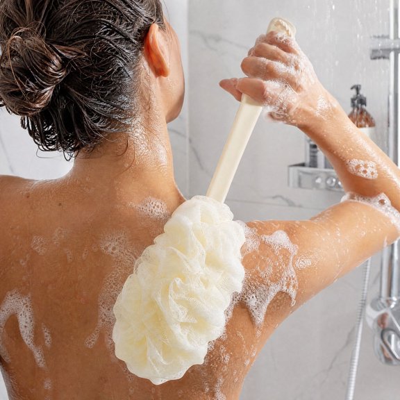 Bath Sponge Long Handle Back Scrubber Extended Design For Shower Body Cleansing