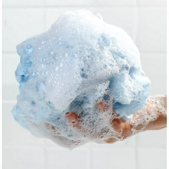 Bath Sponge Loofahs Mesh Pouf Bath Sponger Ball Body Scrubber Loofah Body Scrubber 1Pcs Blue