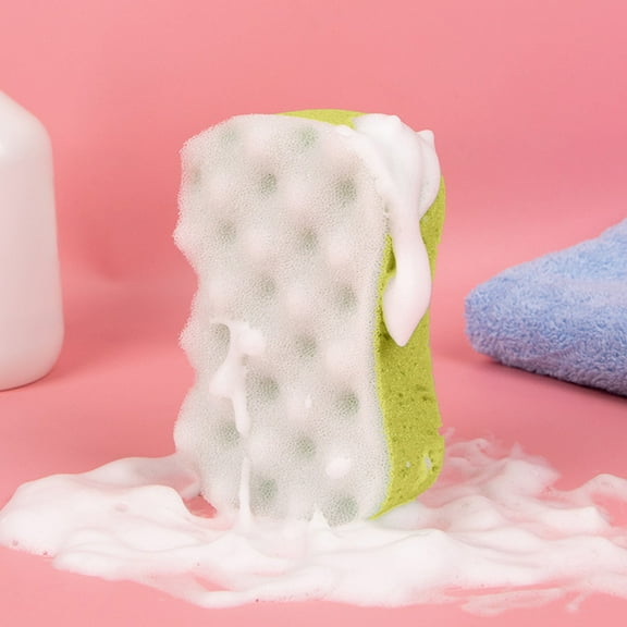 Bath Sponge for Shower and Body Cleansing | Polyester Dual-Sided Soft and Exfoliating Surface | Rich Foaming Action | Easy Rinse Hygienic Design | 16x8cm | 1 Pack
