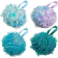 thumbnail image 1 of Bath Sponges Shower Loofahs 75g Mesh Balls Sponge 4 Colors for Body Wash Bathroom Men Women - 4 Pack Scrubber Cleaning Loofah Bathing Accessories, 1 of 8