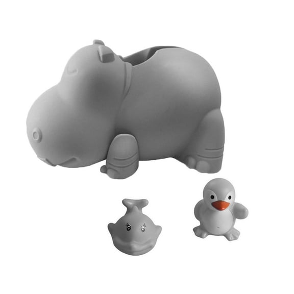 Bath Spout Cover - Faucet Cover - Bathtub Faucet Protector for Baby - Silicone Gray Hippo - Kids Bathroom Accessories - Free Toys