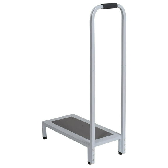 Bath Step with Handle - White/Blue - Non-Slip Shower Step - Steel Construction - 500lbs Capacity - Senior Safety Aid - Bathtub Step for Elderly & Disabled