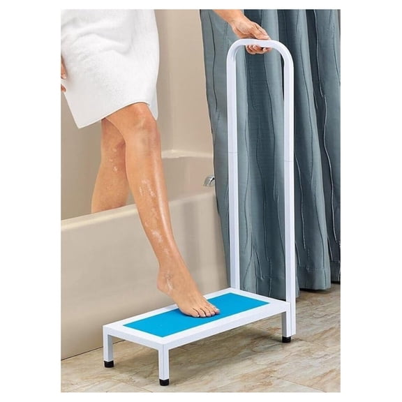Bath Step with Handle- Step Stool with Handrail Nonslip Bath Shower Kitchen Supports Up to 500lbs Heavy Duty Step Stool