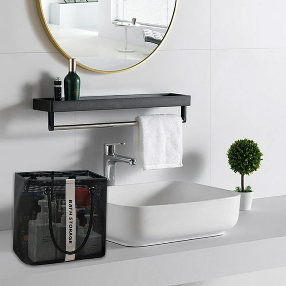 Bath Storage Basket Portable Shower Organizer, Large Capacity Toiletry Caddy With Drainage Design Easy Carry Handle Organized Bathroom Storage Solution for Home Dorm Gym Travel Use