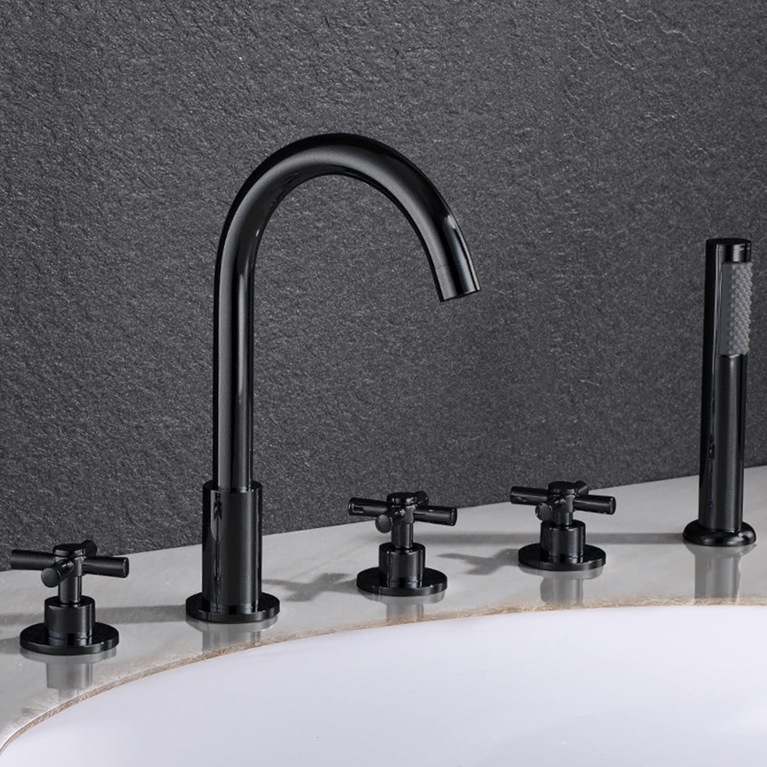 Bath Taps with Hand Shower Bathroom Tap Hot and Cold Water Brass 5 ...