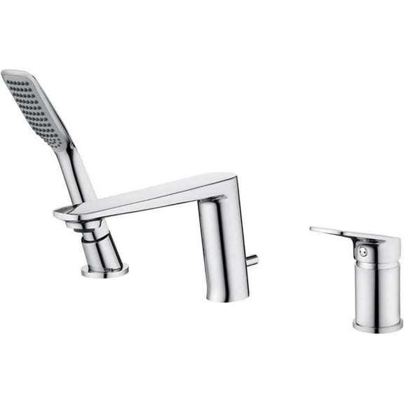 Bath Taps with Hand Shower Brass Hot and Cold Water Set Of Three Tub Tap-Black