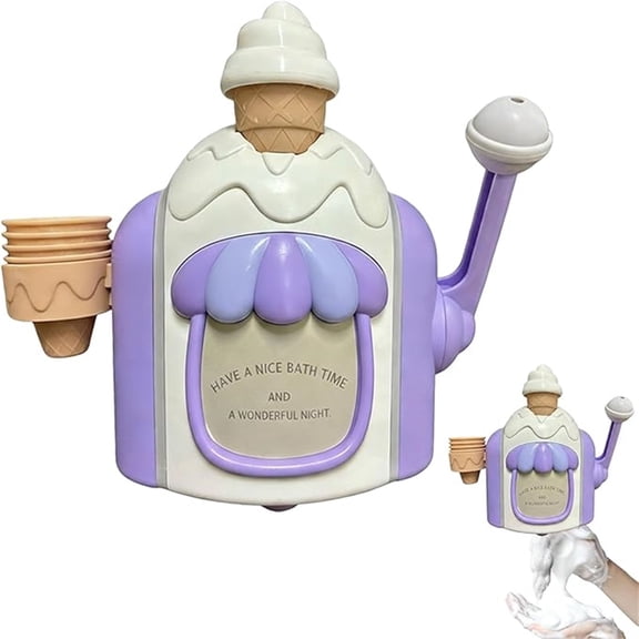 Bath Time Foam Maker with Ice Cream Theme for Sensory Play, Manual Bubble Making Toy for Water Play and Bath Entertainment, Fun Bath Toy for Sensory Stimulation and Creative Play