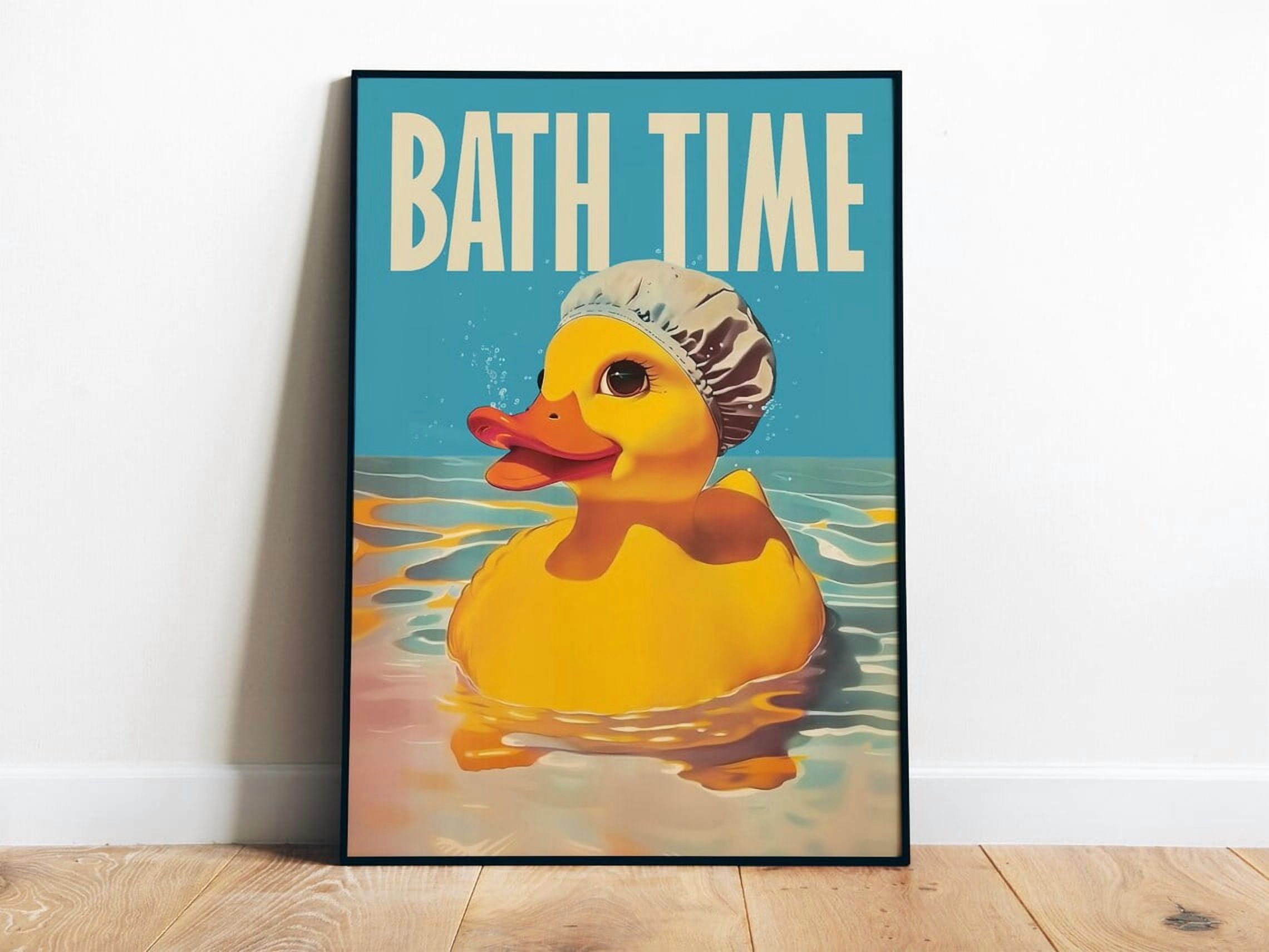 Bath Time Poster Bathroom Wall Art Duck Print Retro Poster Funny Toilet ...