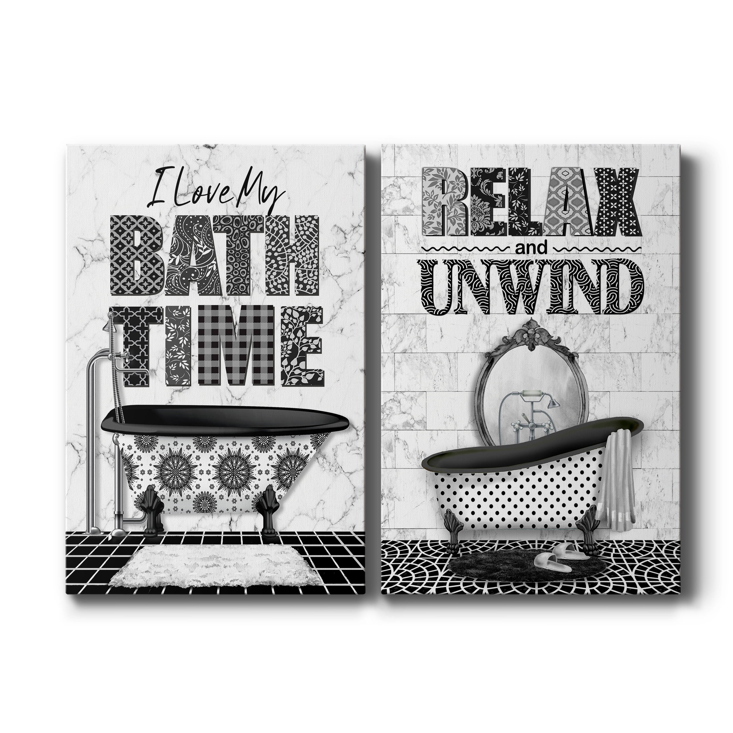 Bath Time Premium Gallery Wrapped Canvas - Ready to Hang - Set of 2 - 40 x 60 Each
