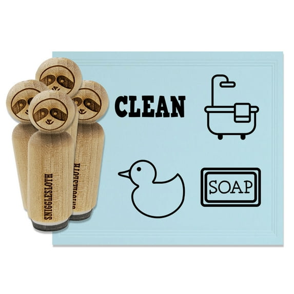 Bath Time Rubber Duck Ducky Soap Clean Rubber Stamp Set for Scrapbooking Crafting Stamping - Mini 1/2 Inch