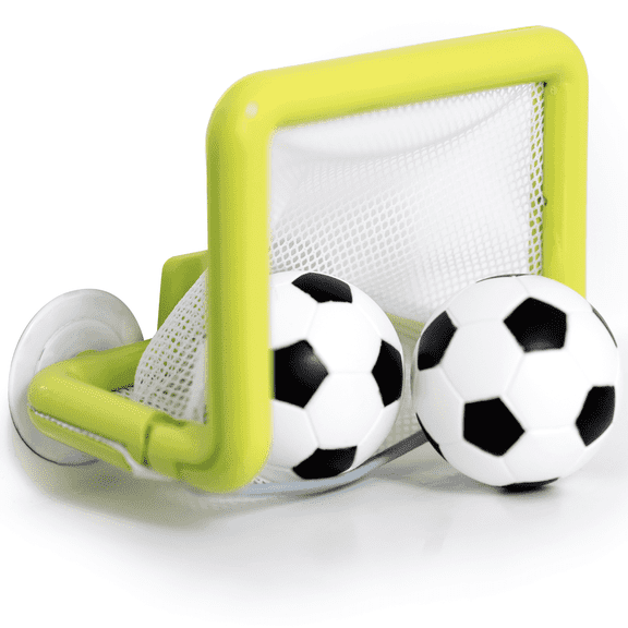 Jool Baby Bathtub Soccer Set for Toddler, Kids Bath Toy Includes Soccer Net w/ Suction Cups, 2 Soccer Balls