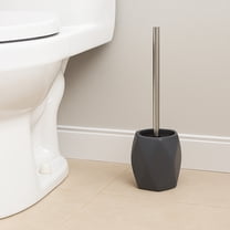 Evideco French Home Goods Diamond Shape Compact Toilet Brush & Holder Set with Toilet Brush, Gray