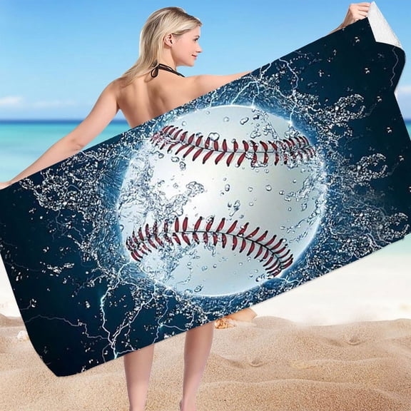 Bath Towel,Baseball Tennis Beach Towel Double Sided Velvet Quick Drying Printed Beach Towel Adult Bath Towel Microfiber Beach Towel