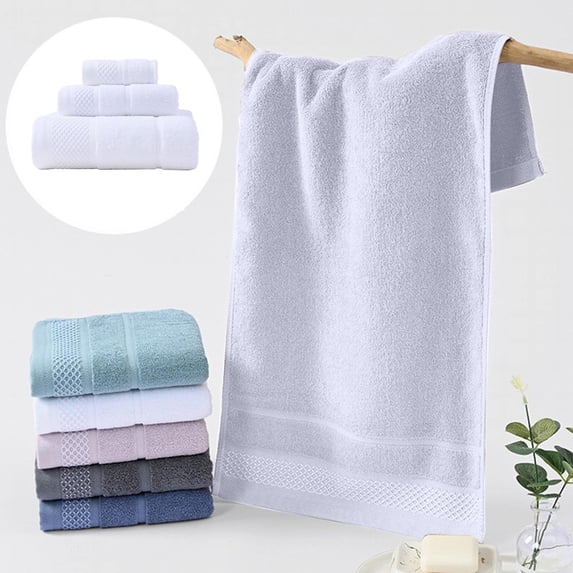Bath Towel Cotton Household Set Bath Towel + Towel + Square Towel (540G) Set (White),Bath Towel Set X1