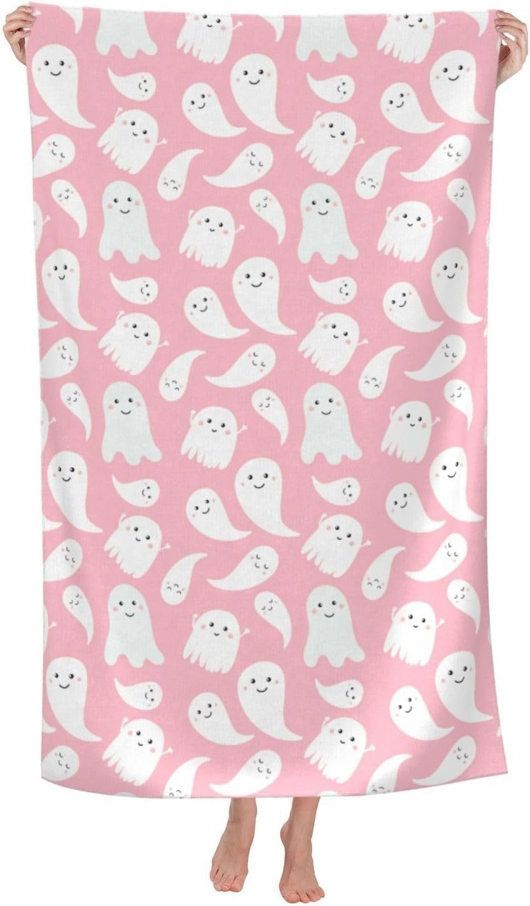 Bath Towel Cute Halloween Pink Color Beach Towels Soft Absorbent Washcloths Quick Dry Luxury Hotel Quality Towelling for Adults Kids Bathroom Spa Gym Swimming 31.5 x 51.2 Inch Oversized