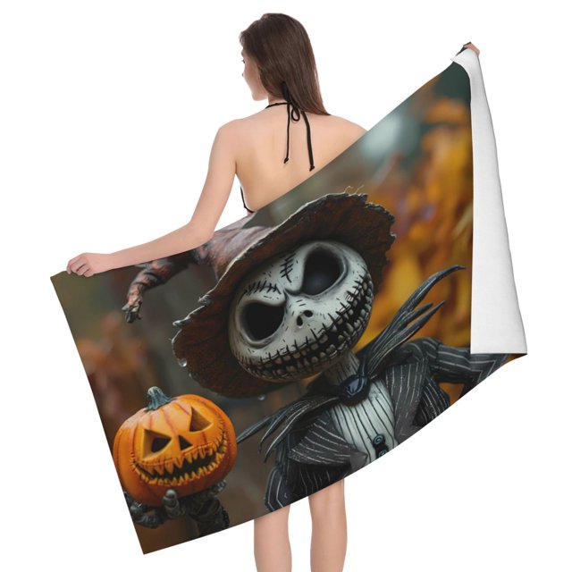Bath Towel, Halloween Funny Skeleton Absorbent Towels for Bathroom
