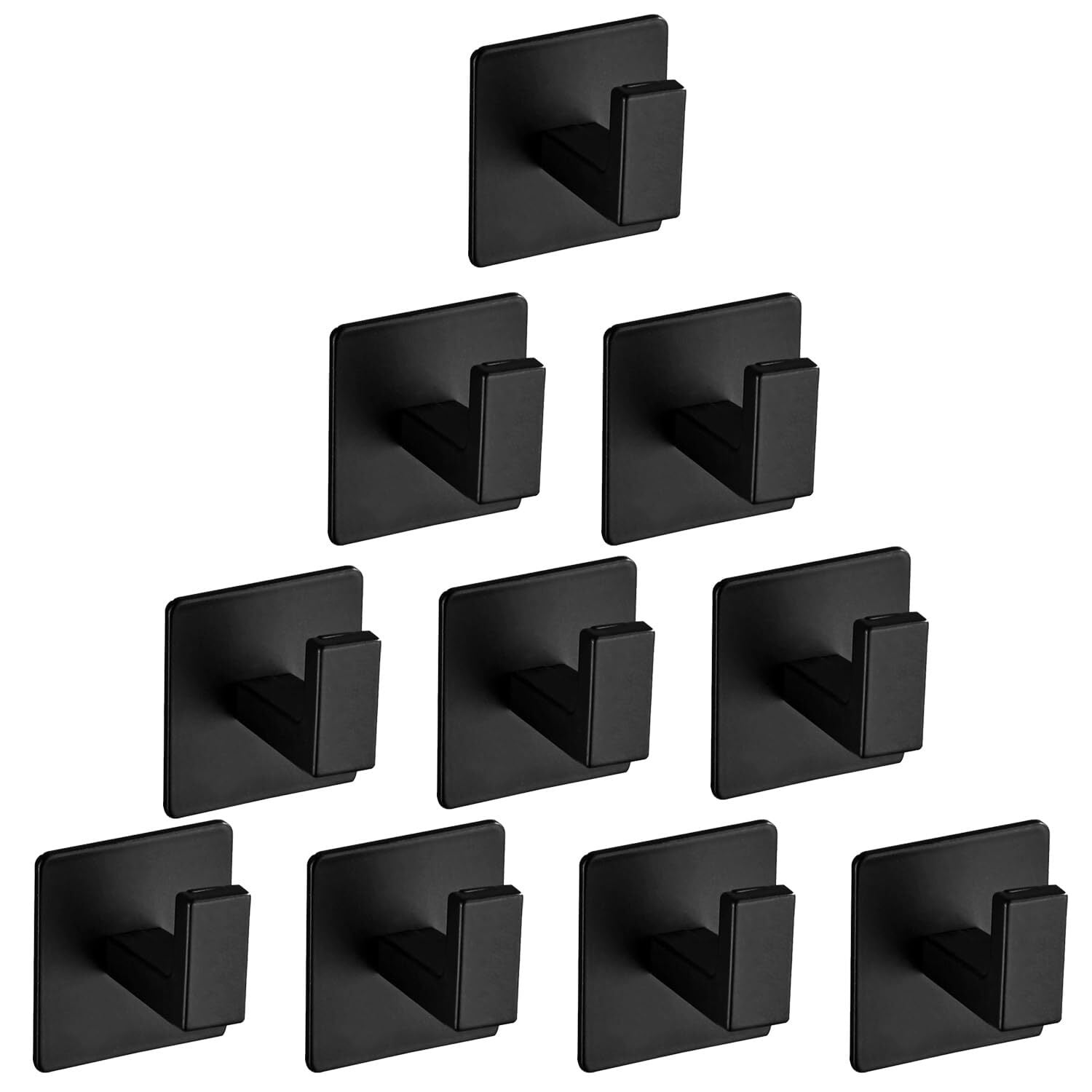 4-Pack Self-Adhesive Heavy Duty Hooks – Waterproof Black Stainless Steel Wall Hangers For Bathroom, Kitchen & Doors, No-Drill Stick-On Towel & Coat Rack (Holds 3kg Each)