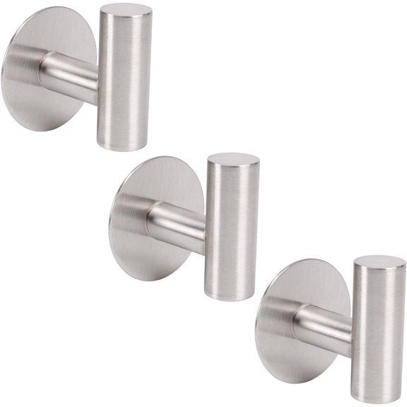 Bath Towel Hook, Strong Self Adhesive Robe Hook, Stainless Steel Stick on Wall Coat/Clothes Hook No Drilling, Shower Wall Hook for Bathroom