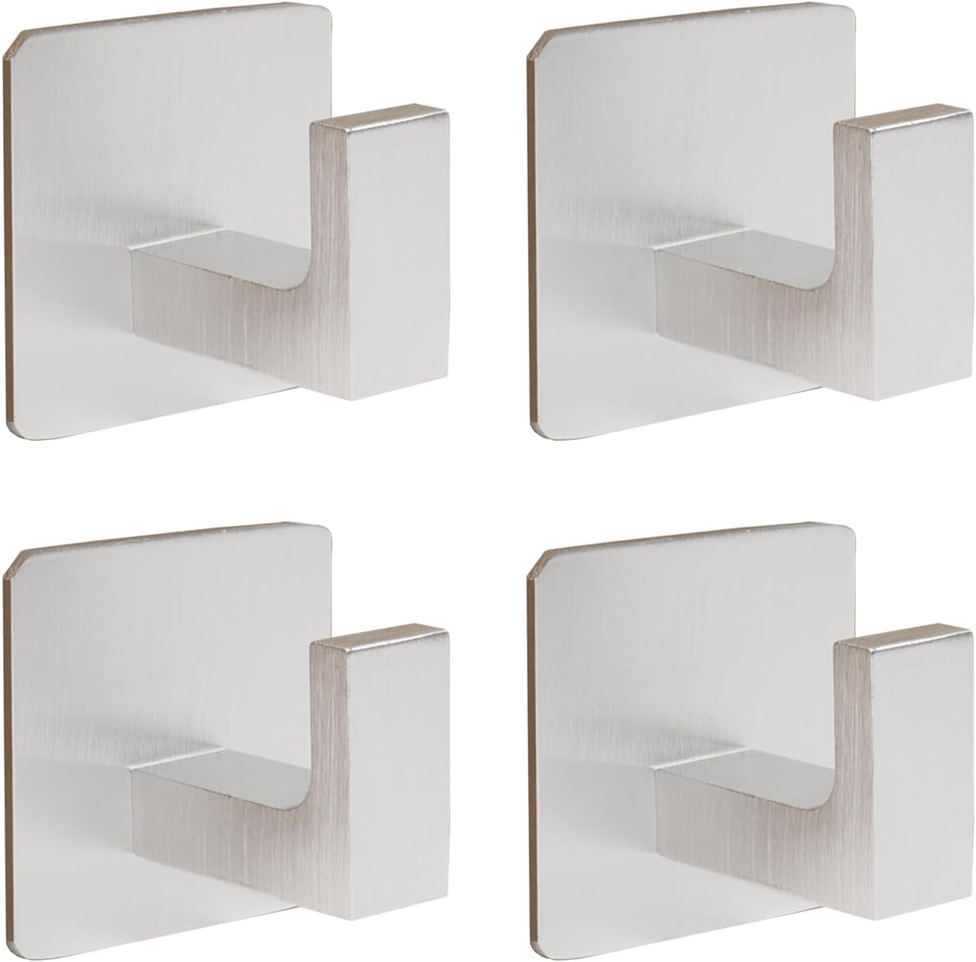 Bath Towel Hooks, 4 Pack Self Adhesive Square Coat Hooks, Sturdy No ...