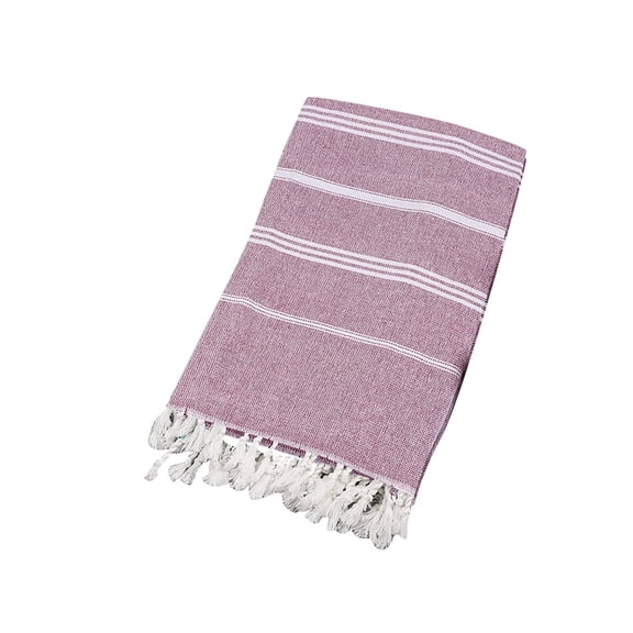 Bath Towel for Outdoor Use Pure Turkish Non Stick Sand Tassel Beach Towel with Striped Sauna Style Shawl and Adult Bath Accessory,100 cm×180 cm,Deep Purple