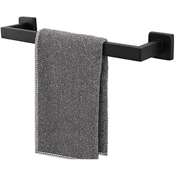 Bath Towel Rack - Square Base Thicken SUS304 Stainless Steel Towel Bar for Bathroom, Bathroom Accessories Towel Rod Heavy Duty Wall Mounted Towel Holder. (Black, 16)