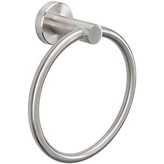 Bath Towel Ring, Bathroom Hardware Accessories-Thicken Stainless Steel Hand Towel Holder for Bathroom, Modern Round Towel Hanger Wall Mounted (Brushed Nickel, 1 Pack)