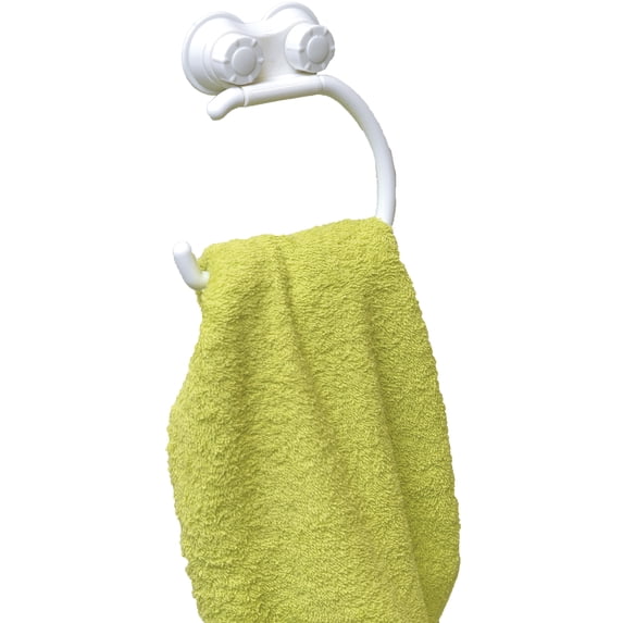 Evideco Bath Towel Ring Holder with 2 Screw-Top Suction Cups White