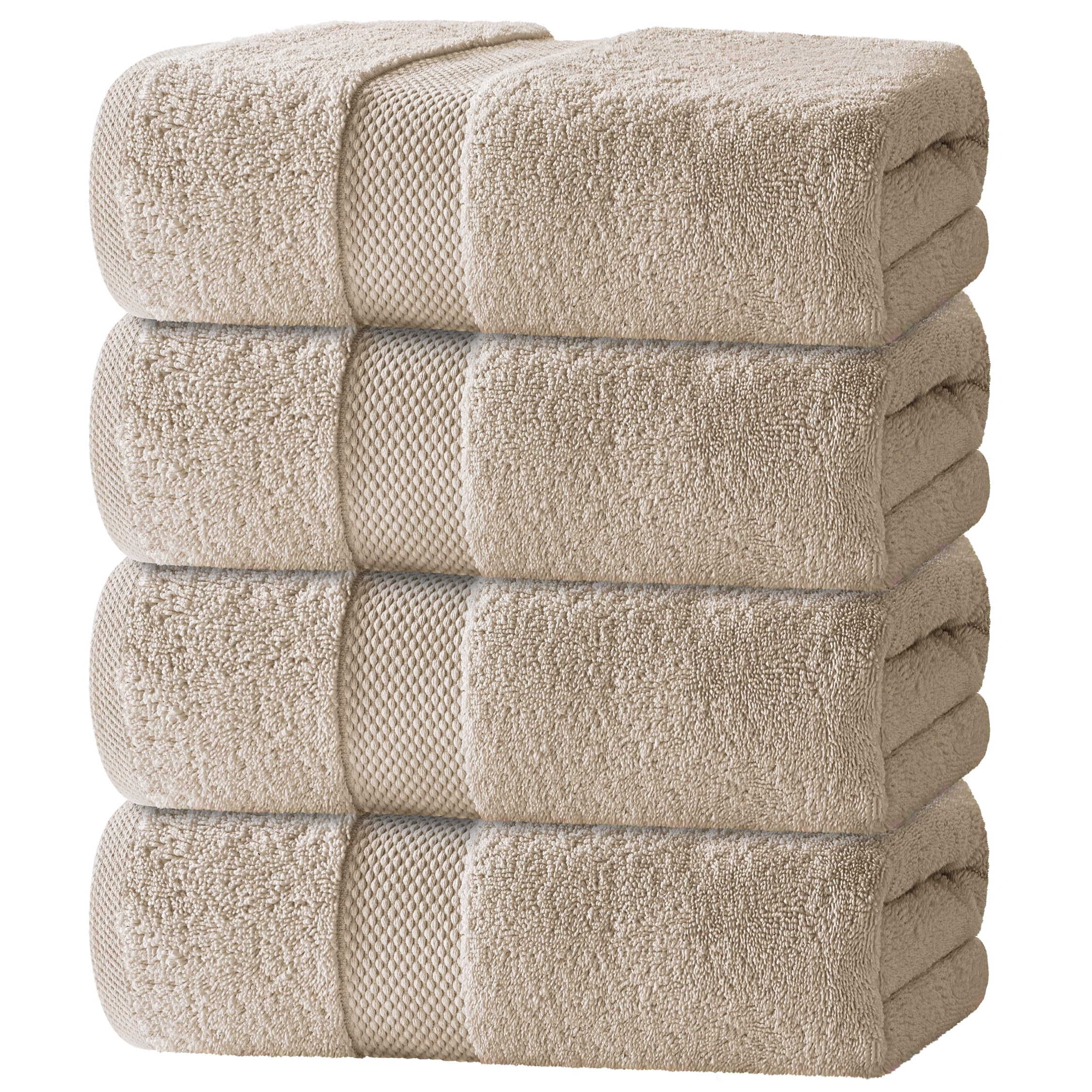 Bath Towel Set 10: Taupe 4 Count 27x54 Inch 700 GSM Cotton Bathroom Use ...