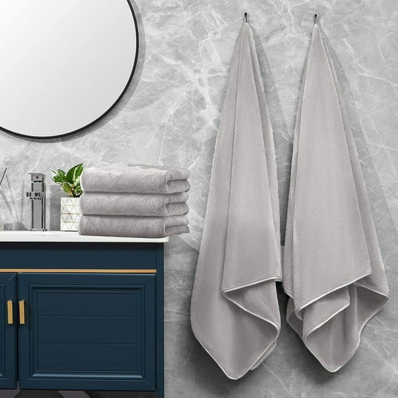 Bath Towel Set 100% Cotton 5 Pack Medium Bath Towel Set, Quick Dry, Super Absorbent, Light Weight, Soft Feel, Premium Towels for Hotel, Spa and Bathroom