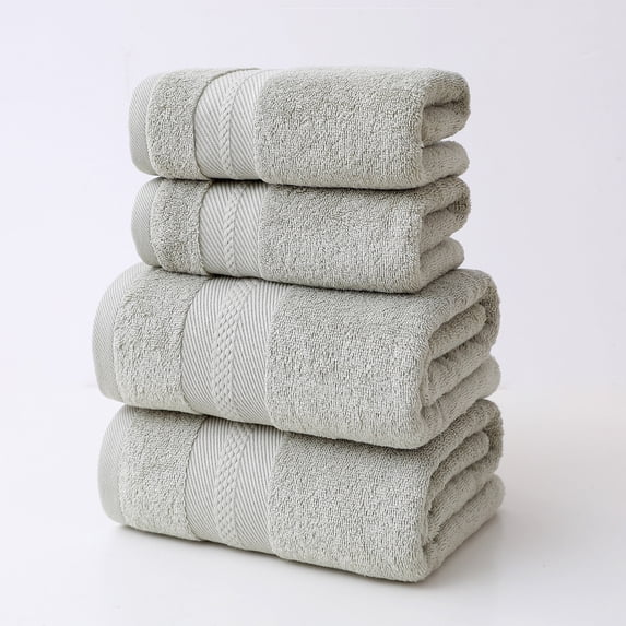 Bath Towel Set 4 Pack, Soft Absorbent Quick Dry Towels for Bathroom, Spa, Gym & Home, 2 Bath and 2 Hand Towels, Green