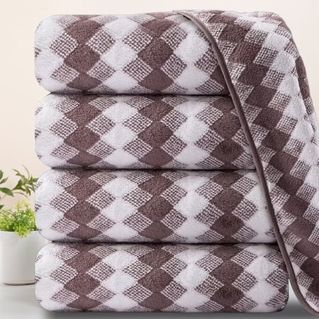 Beartech 4 Pack Bath Towel Set-35"x70" Towel,600GSM Ultra Soft & Less lint Microfibers Bathroom Towel Set,Highly Absorbent Quick Dry Oversized Towels Spa Hotel Luxury Shower Towels-Dark Brown