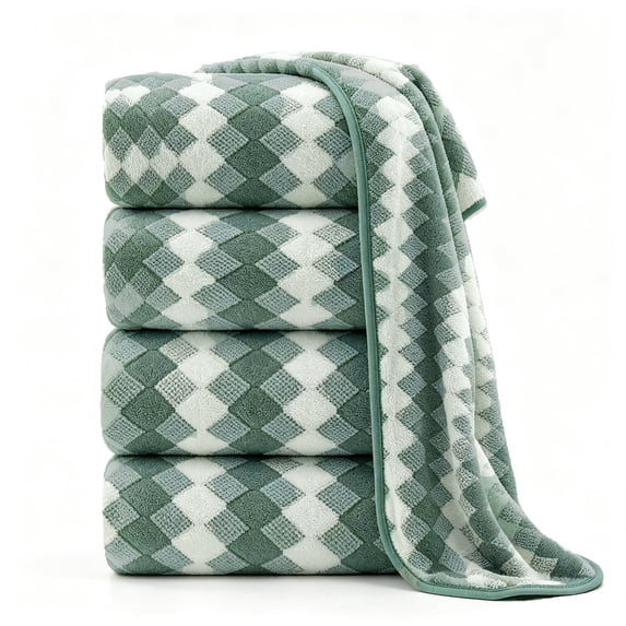 Beartech 4 Pack Bath Towel Set-35"x70" Towel,600GSM Ultra Soft & Less lint Microfibers Bathroom Towel Set,Highly Absorbent Quick Dry Oversized Towels Spa Hotel Luxury Shower Towels-Green