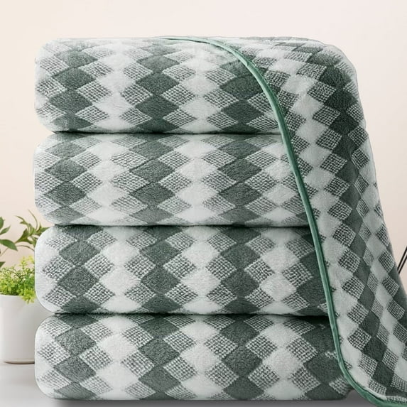 Beartech 4 Pack Bath Towel Set-35"x70" Towel,600GSM Ultra Soft & Less lint Microfibers Bathroom Towel Set,Highly Absorbent Quick Dry Oversized Towels Spa Hotel Luxury Shower Towels-Green