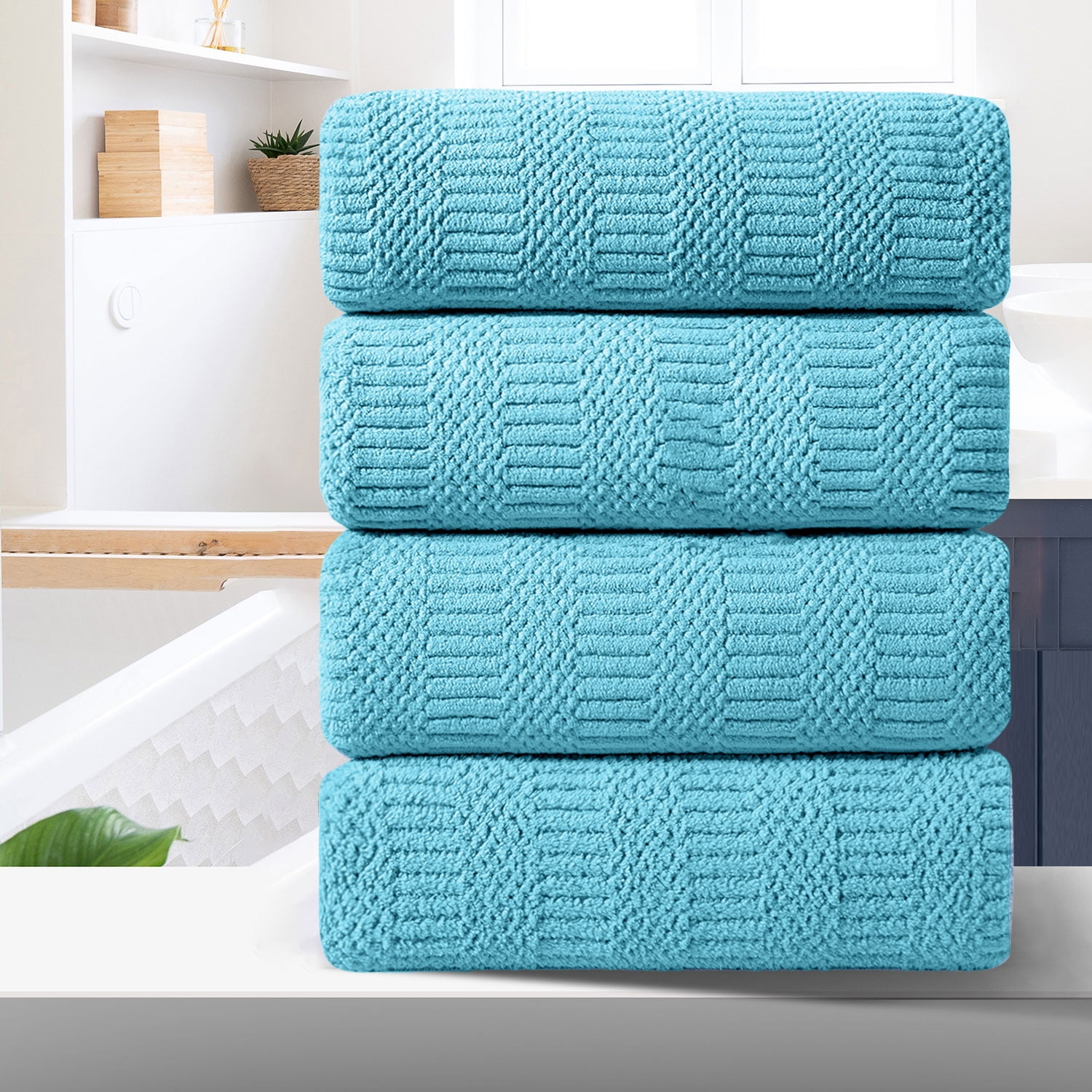 Bath Towel Set 4Pack-35x70 Towel,Ultra Soft Microfiber Bathroom Towel ...