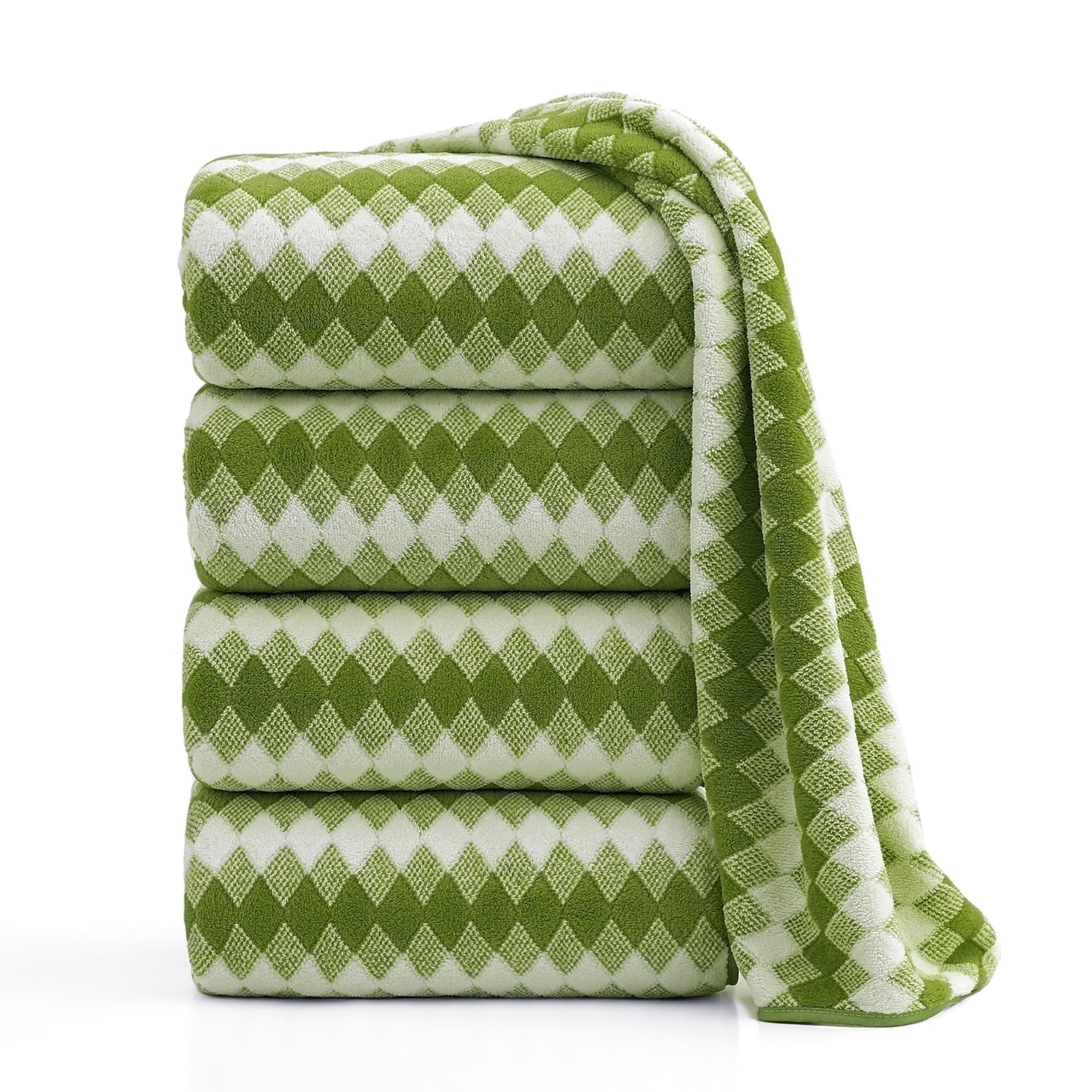 Beartech 4 Pack Bath Towel Set-35"x70" Towel,600GSM Ultra Soft & Less lint Microfibers Bathroom Towel Set,Highly Absorbent Quick Dry Oversized Towels Spa Hotel Luxury Shower Towels-Olive