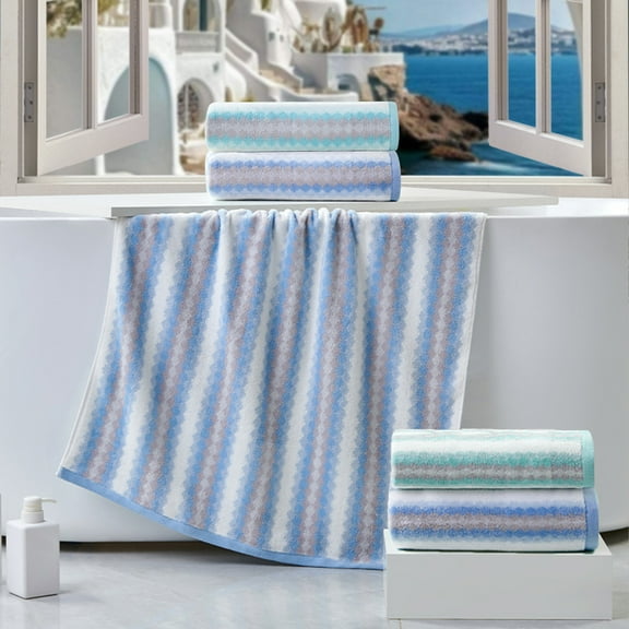 Bath Towel Set | Thick Soft Absorbent Bathroom Towel | Large 70x140cm | Durable Double-Stitched Edges | Blue Mint Green | Single Pack | Spa Beach Salon Home