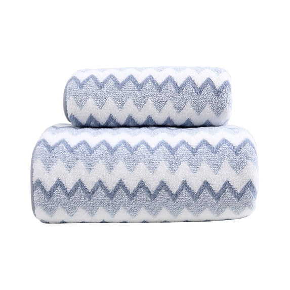 Bath Towel Set of 2 - Thick Soft Absorbent 55x27 inch Large Towels for Bathroom, Blue
