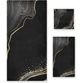 thumbnail image 1 of Bath Towel Sets for Bathroom Hand Towels Fingertip Towels Abstract Black Marble Gold Line 3 Piece Decorative Soft Cotton Absorbent, 1 of 6