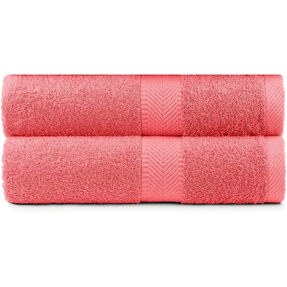 Bath Towel Sheet Set Soft Cotton Water Absorbent Towel Sheets, Set of 2, Coral