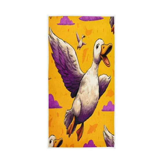 Bath Towel Single-Sided Printed Highly Absorbent Soft Quick Towel for Bathroom Spa Gym & Sports Flying Duck