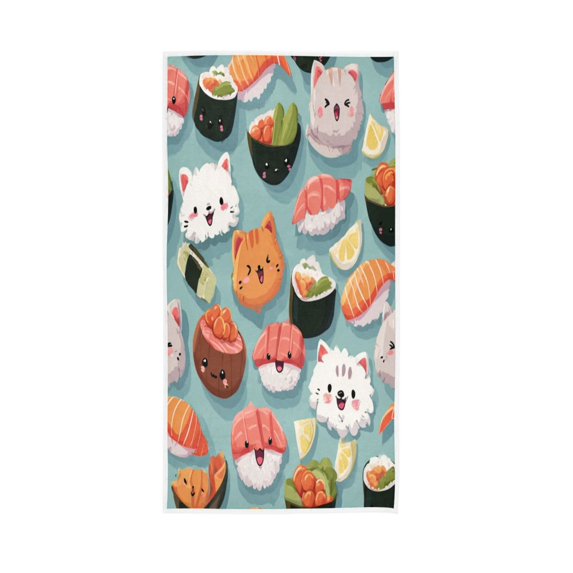 Bath Towel Single-Sided Printed Highly Absorbent Soft Quick Towel for Bathroom Spa Gym & Sports Sashimi