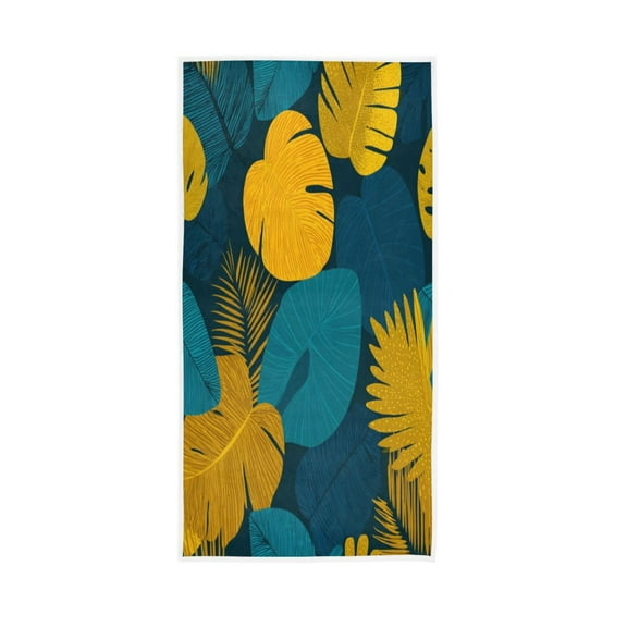 Bath Towel Single-Sided Printed Highly Absorbent Soft Quick Towel for Bathroom Spa Gym & Sports Turquoise and Yellow Color