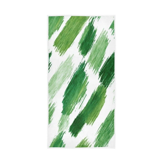 Bath Towel Single-Sided Printed Highly Absorbent Soft Quick Towel for Bathroom Spa Gym & Sports Watercolor Green Brush