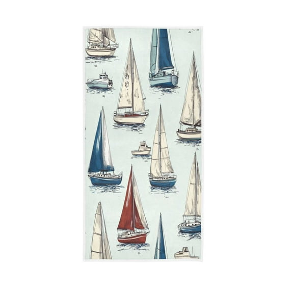 Bath Towel Single-Sided Printed Highly Absorbent Soft Quick Towel for Bathroom Spa Gym & Sports Watercolor Painting Of A Sailboat