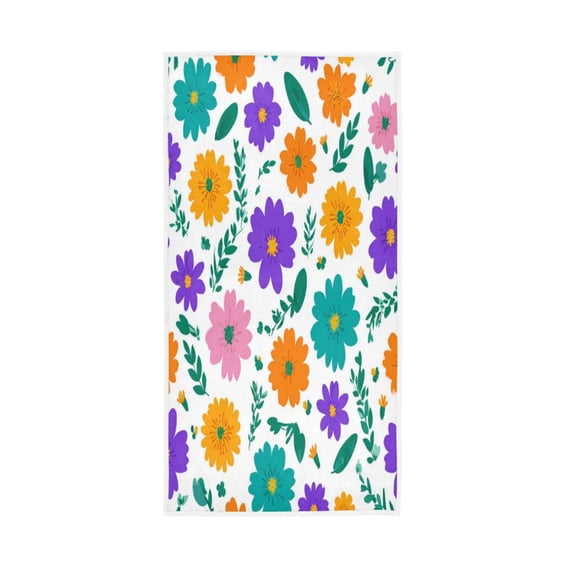 Bath Towel Single-Sided Printed Highly Absorbent Soft Quick Towel for Bathroom Spa Gym & Sports White Background Floral