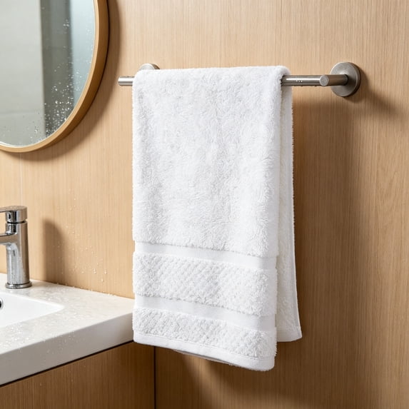 Bath Towel Solid Cotton Washcloth Set Soft Absorbent Quick Dry Hand Towel for Bathroom Shower Spa Daily Use, 13.38 X 33.86 Inch White