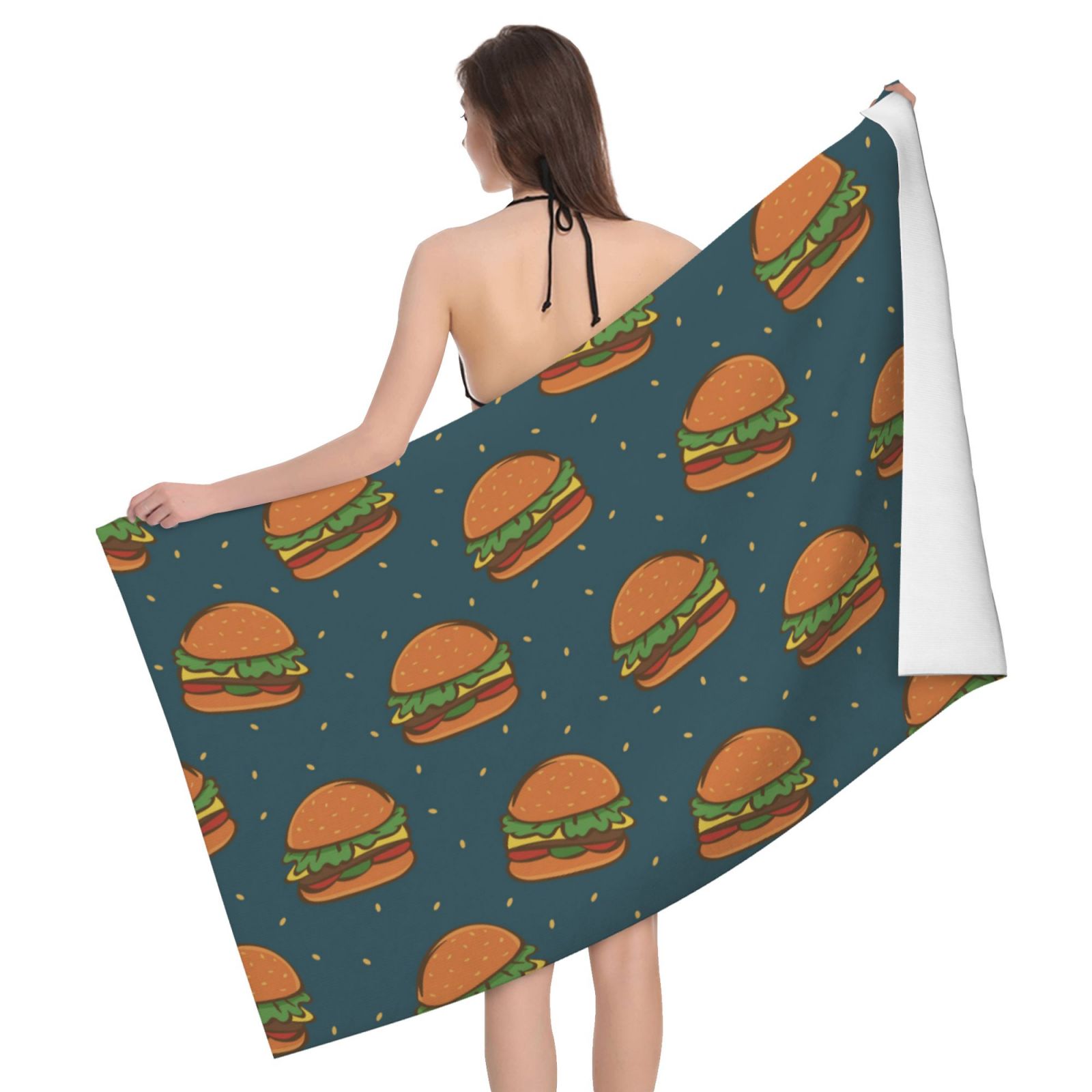 Bath Towel Towels for Bathroom, Cute Hamburger Sesame Large Bath