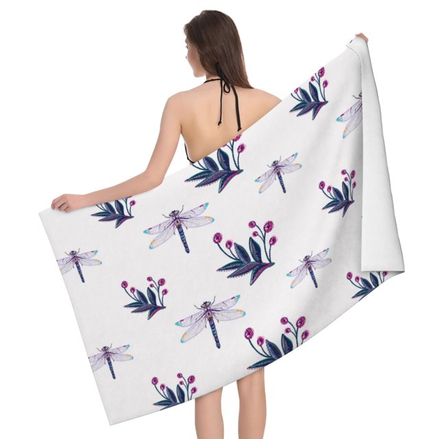 Bath Towel Towels for Bathroom, Plant Dragonfly Large Bath Towels