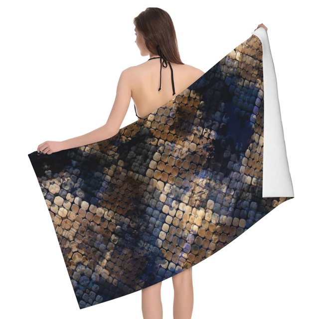 Bath Towel, Watercolor Snake Skin Absorbent Towels for Bathroom Quick